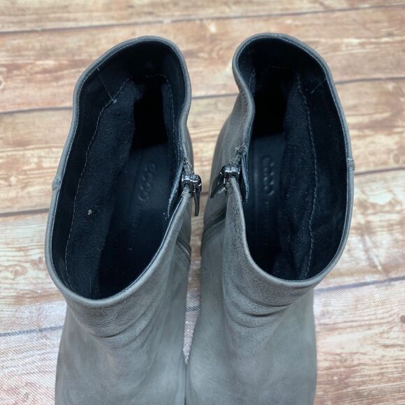 Ecco Ankle Boots Side Zip Nubuck Leather Heels Women’s Size 40 US 9 - 9.5 - Picture 14 of 16